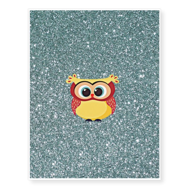 Glitter with Owl Temporary Tattoos (Front)