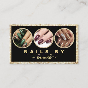 Glitter Woman Hand Nail salon Business Card