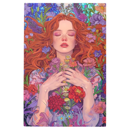  Glitter Woman SC4 Esoteric Goddess Floral Metal Print