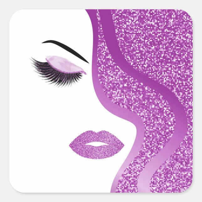 Glitter woman square sticker (Front)