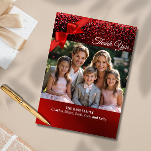 Glitter Wonderland Photo Christmas Thank You Card