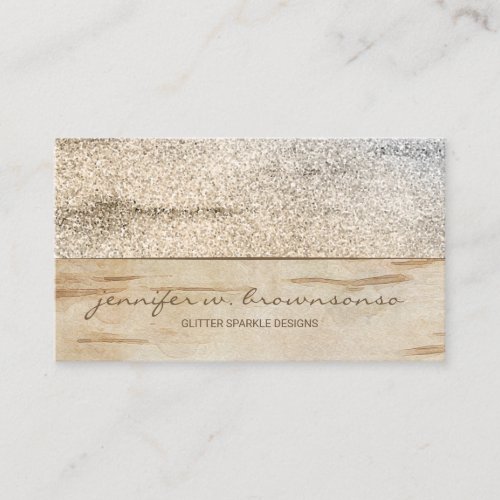 Glitter Wood Sparkle gold Business Card