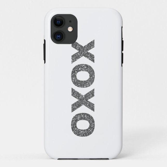 Glitter XOXO Silver Case-Mate iPhone Case (Back)
