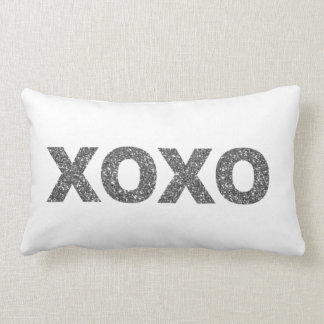 Glitter XOXO Silver Lumbar Pillow