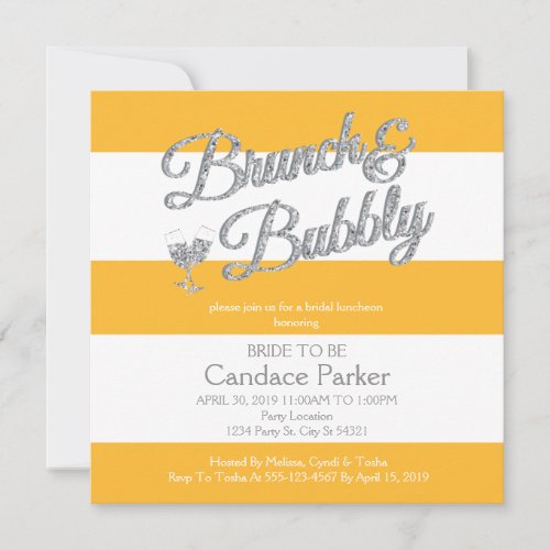 Glitter Yellow Bridal Shower Invitations