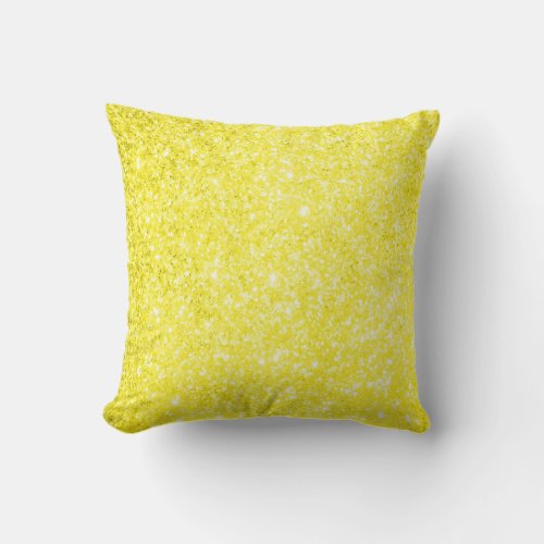 Glitter Yellow Throw Pillow