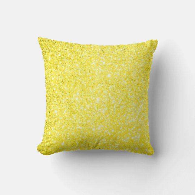 Glitter Yellow Throw Pillow (Front)