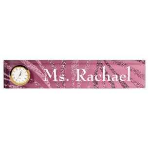 Glitter Zebra Stripes Desk Name Plate