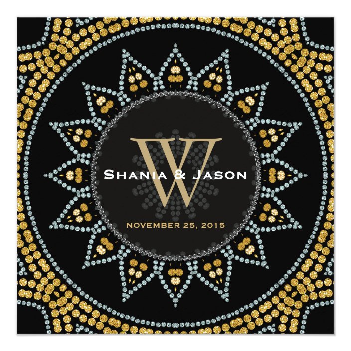 Glitterati Sunflower Black Gold Wedding Invitation Zazzle Com