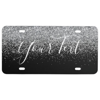 Glittered Custom License Plate Silver