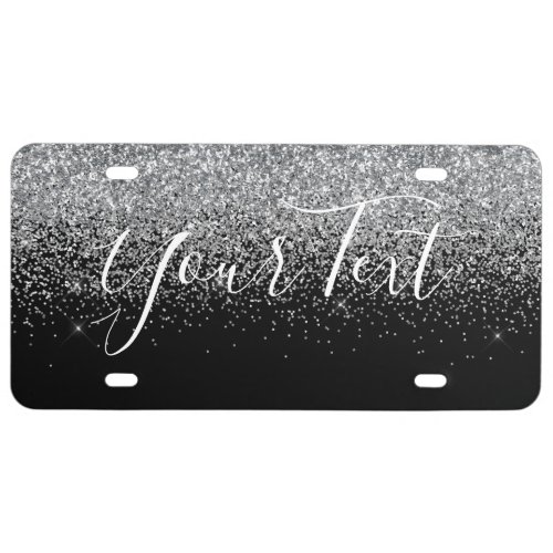 Glittered Custom License Plate Silver