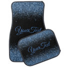Glittered Custom Text Blue Black Car Mats Glittered Custom Text Blue Black Car Mats