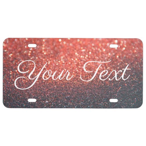 Glittered Custom Text License Plate Red