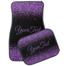 Glittered Custom Text Purple Black Car Mats Glittered Custom Text Purple Black Car Mats