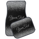 Glittered Custom Text Silver Black Car Mats Glittered Custom Text Silver Black Car Mats
