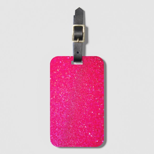 Glittered Hot Pink Luggage Tag (Front Vertical)