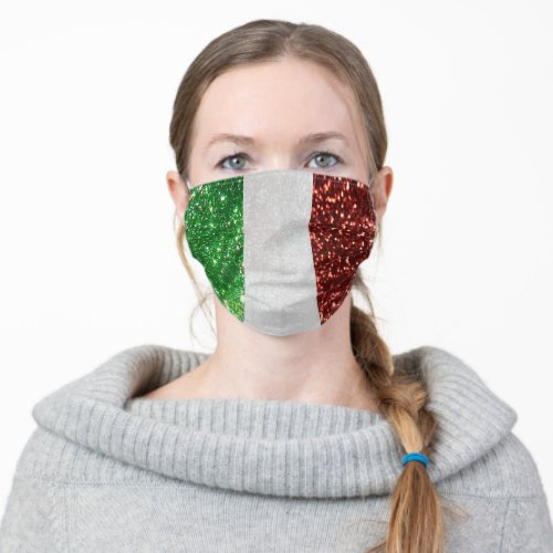 Glittered Italian Flag Adult Cloth Face Mask
