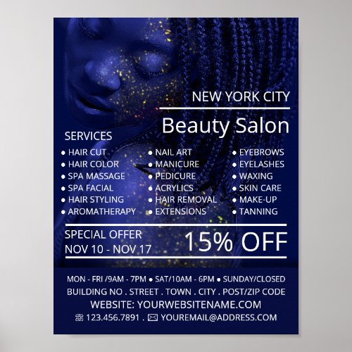 Glittered Model Beautician Beauty Salon Advert Poster