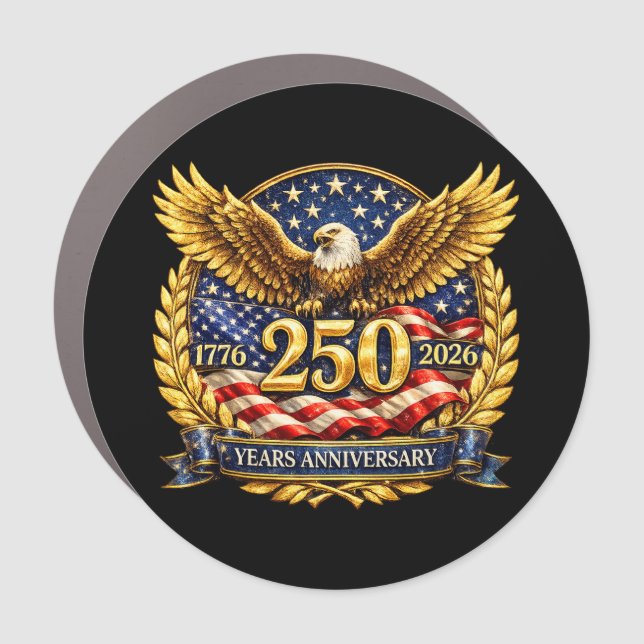 Glittered Semiquincentennial Eagle Emblem  Car Magnet (Front)
