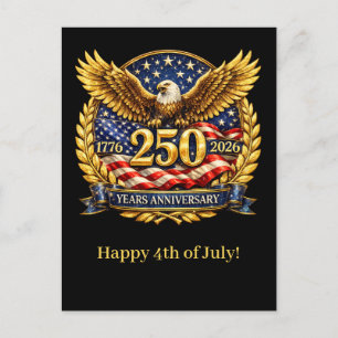 Glittered Semiquincentennial Eagle Emblem Holiday Postcard