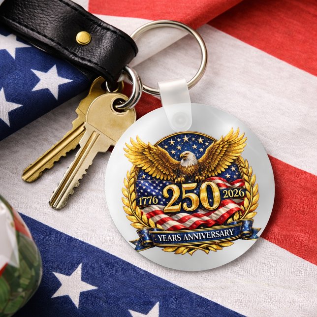 Glittered Semiquincentennial Eagle Emblem Keychain (Creator Uploaded)