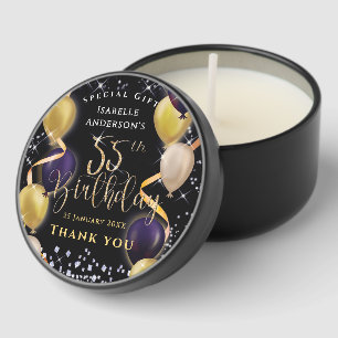 Glittering Balloons 55th Birthday Black Mini Candle Favors