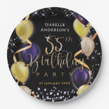 Glittering Balloons 55th Birthday Black