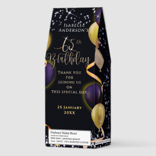 Glittering Balloons 65th Birthday Black Roasted Coffee