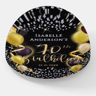 Glittering Balloons 70th Birthday Black Paperweight