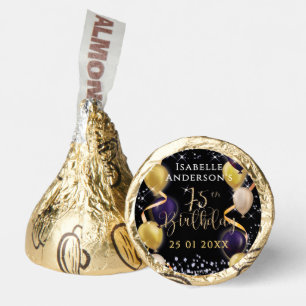 Glittering Balloons 75th Birthday Black Hershey®'s Kisses®