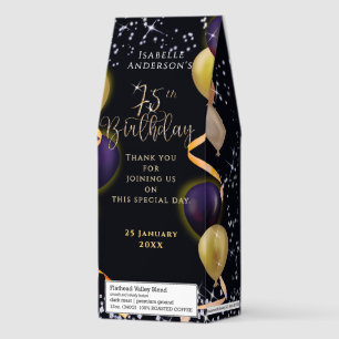 Glittering Balloons 75th Birthday Black Roasted Coffee