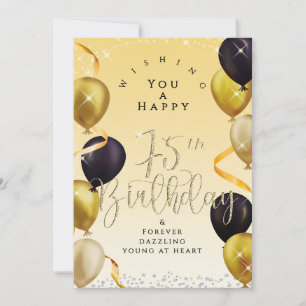 Glittering Balloons 75th Happy Birthday Purple Card