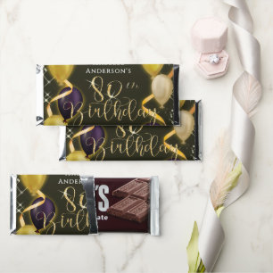 Glittering Balloons 80th Birthday Black Hershey Bar Favors