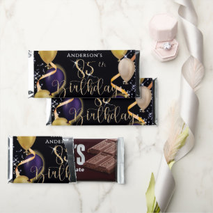 Glittering Balloons 80th Birthday Black Hershey Bar Favors