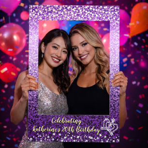 Glittering Birthday Queen Crown Purple Selfie Frame