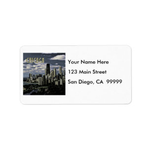 Glittering Chicago Skyline TEXT Chicago Label