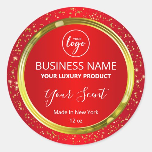 Glittering Christmas Red And Gold Product Labels