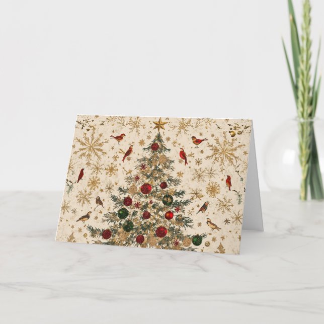 Glittering Christmas Tree with Gold Foil Card (Front)