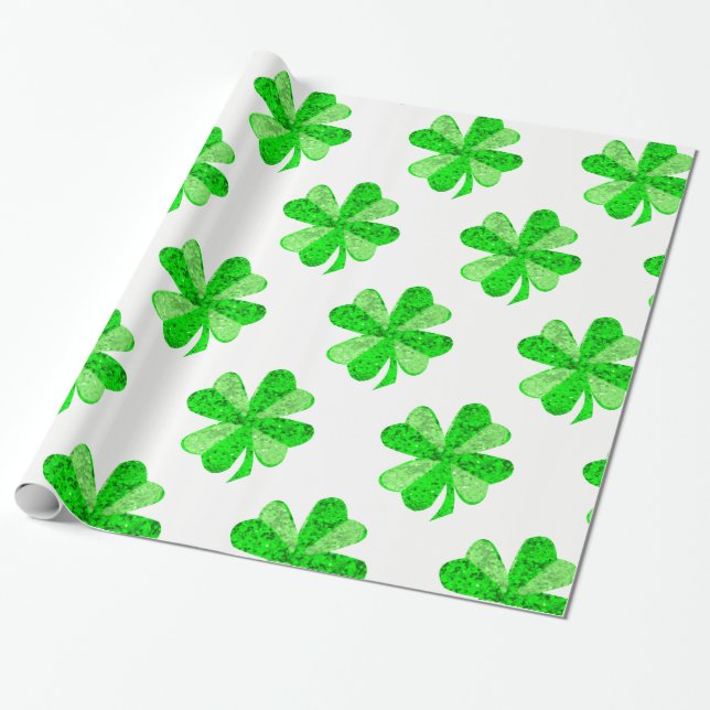 Glittering Clover Wrapping Paper (Unrolled)