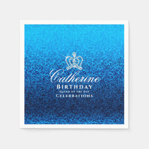 Glittering Crown Blue Napkins