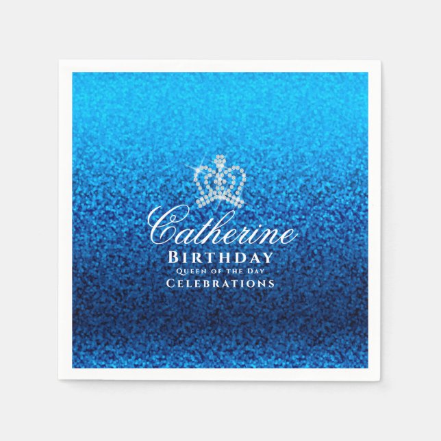 Glittering Crown Blue  Napkins (Front)
