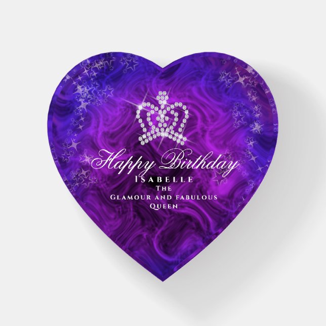 Glittering Crown  Blue Purple Paperweight (Front)