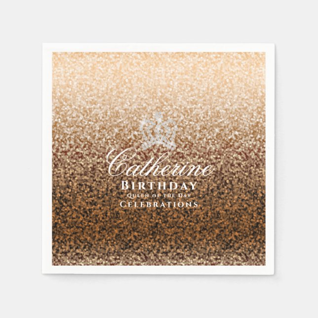 Glittering Crown Gold Napkins (Front)