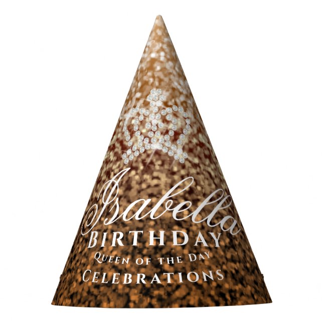 Glittering Crown Gold  Party Hat (Front)