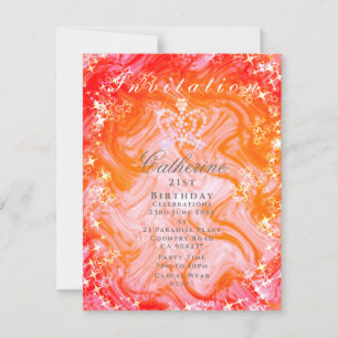 Glittering Crown Gradient Orange Peach Invitation