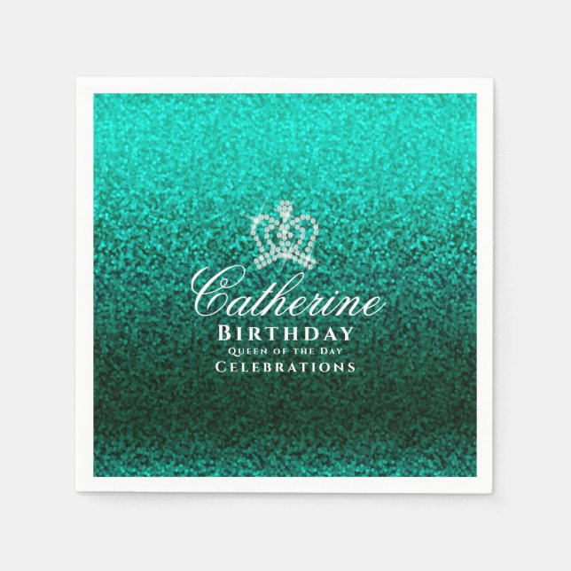 Glittering Crown Green  Napkins (Front)