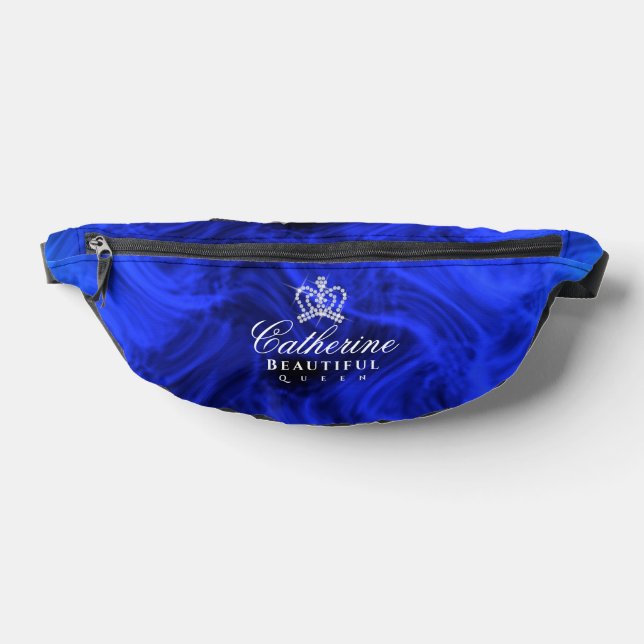 Glittering Crown Luxury Blue Fanny Pack (Lay Down)