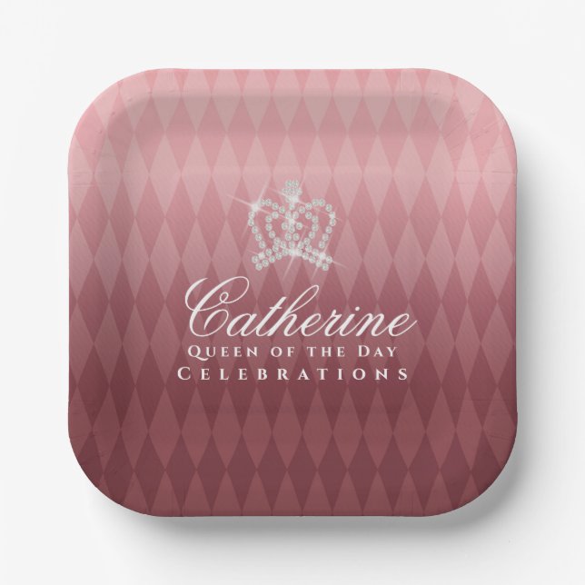 Glittering Crown Luxury Brown Paper Plates (Front)