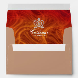 Glittering Crown Luxury Gold Orange Envelope