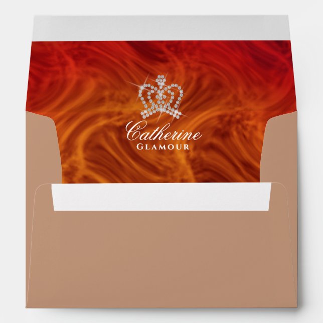 Glittering Crown Luxury Gold Orange Envelope (Back (Bottom))